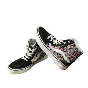Vans Off the Wall High Top Girls Skate Shoes Size 3Y Butterfly Pattern‎ Black